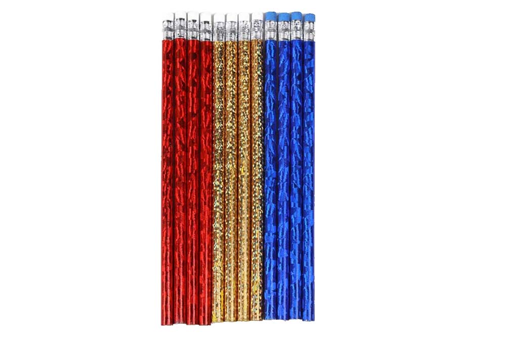 Laser Metallic Glitter Pencils with Eraser