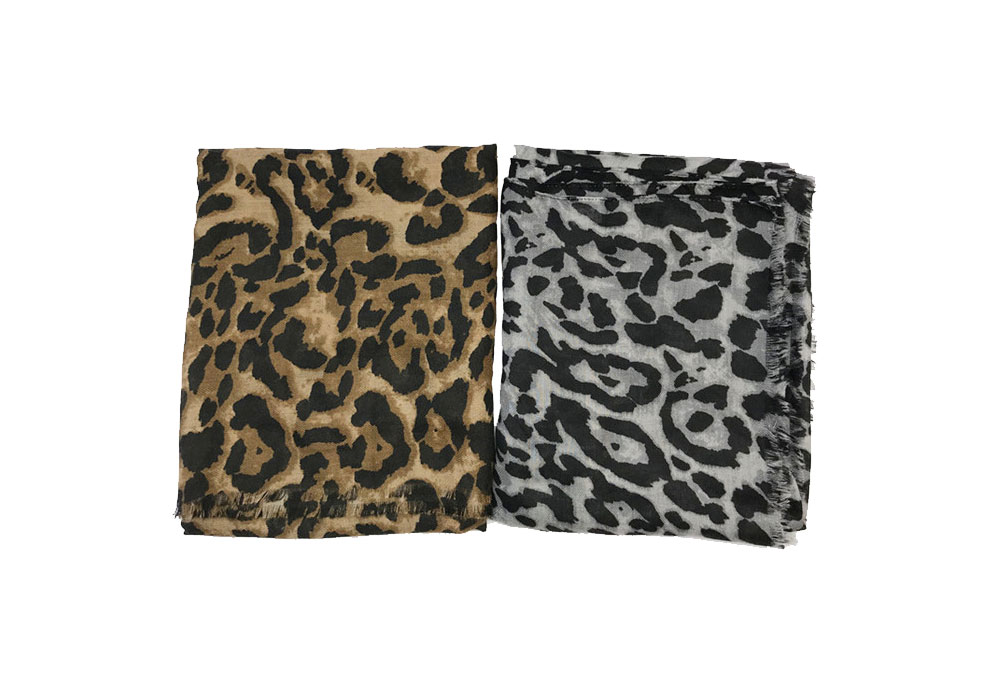 Leopard Print Cotton and Hemp Fashion Scarf
