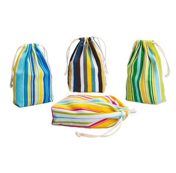 Stripe Cotton Drawstring Bag