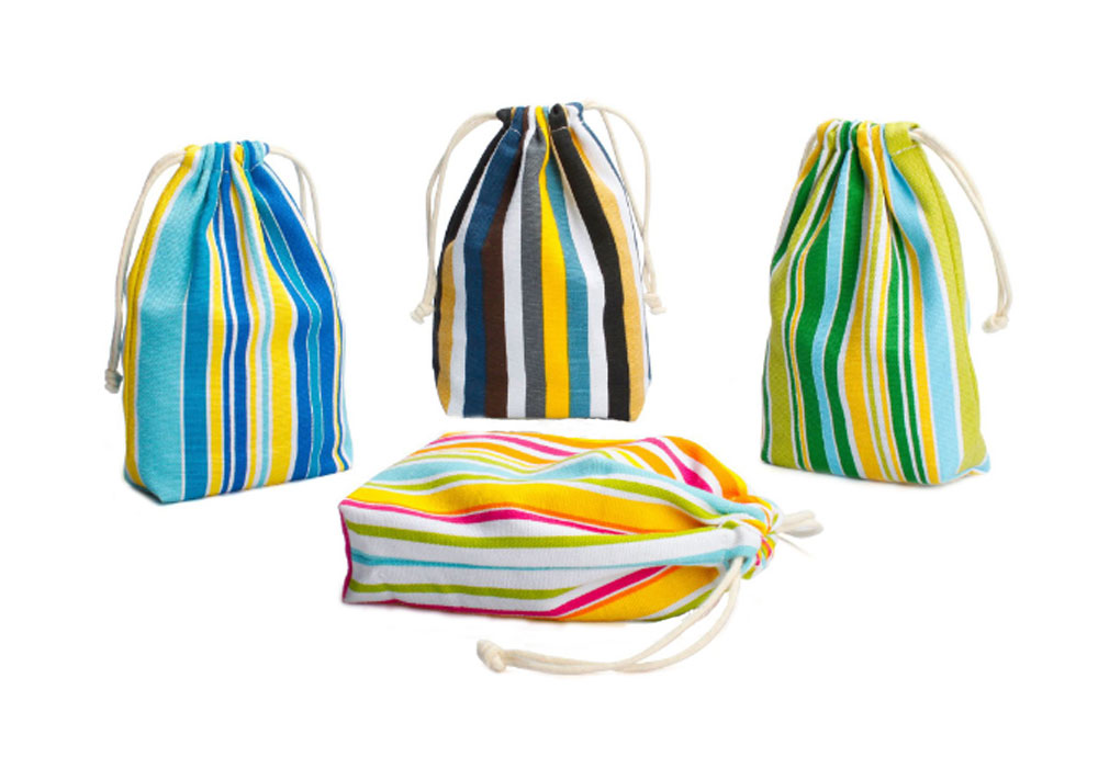 Stripe Cotton Drawstring Bag