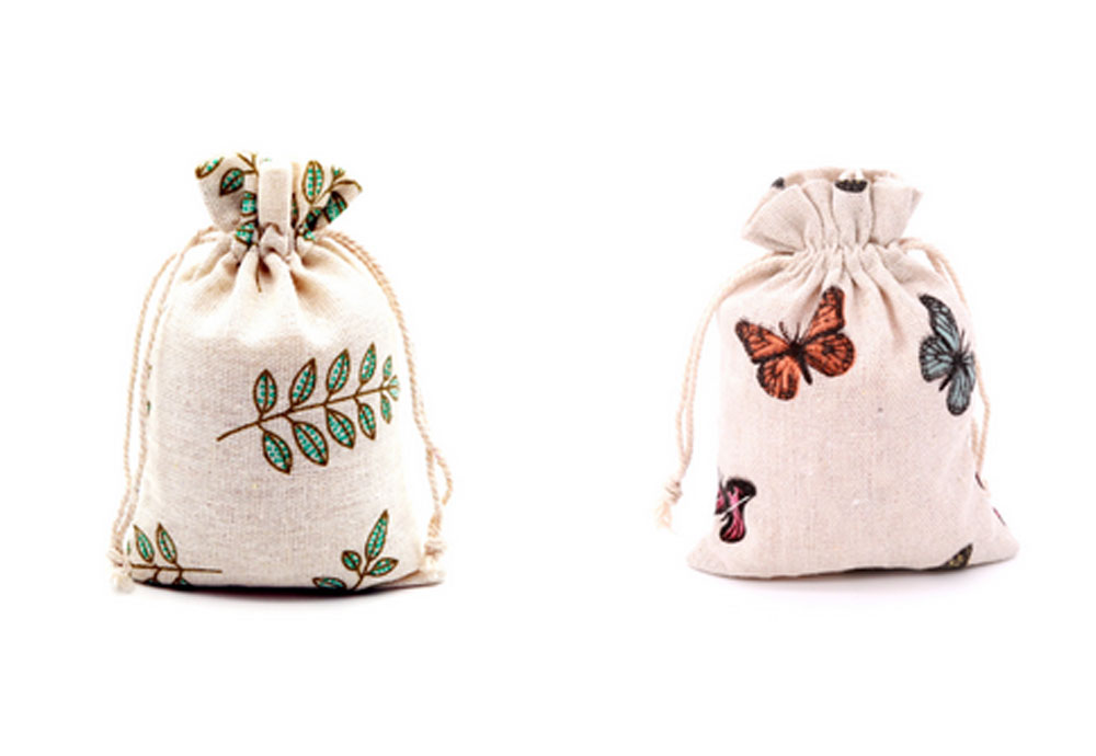White Cotton Rice Muslin Sachet Jewelry Jute Drawstring Bag