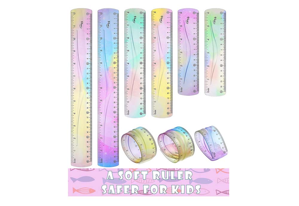 Rainbow color Students Soft Bendable Ruler Flexible Plastic Ruler