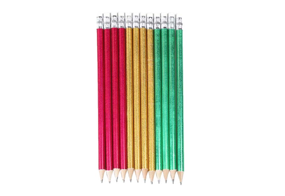 Laser Metallic Glitter Pencils with Eraser